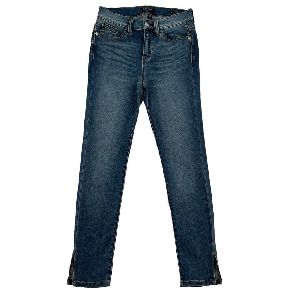 Judy Blue Skinny Fit Split Hem Jeans  Women Sz 5/27 Whiskered High Rise Straight